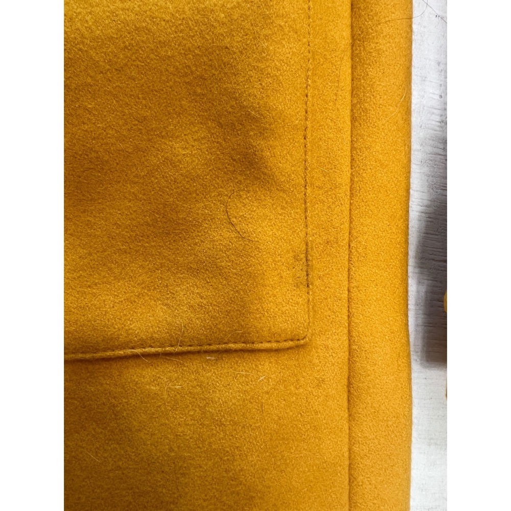 Moda International Mustard Yellow Wool Blend Belted Trench Coat Womens Sz 10 - Picture 8 of 9